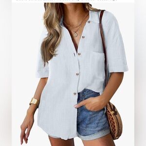 White Button-Up Women's Top ~ Size Medium